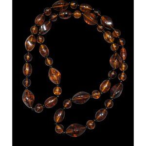 Retro Faux Amber Acrylic Beaded  Necklace